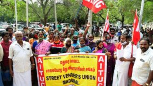 Protest of street vendors in madurai 