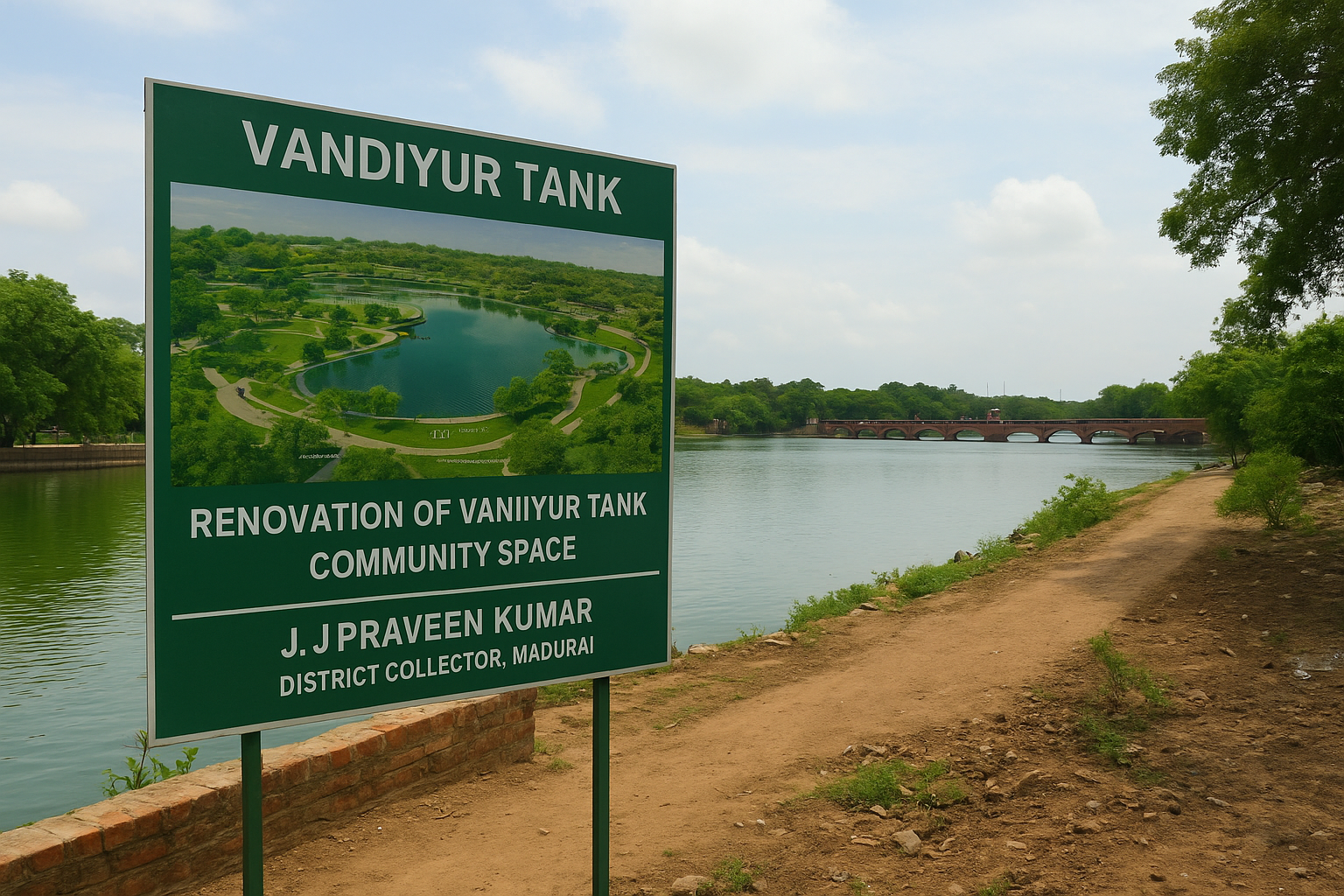 Officials Inspect Vandiyur Tank Revamp: A Step Toward New Community Space